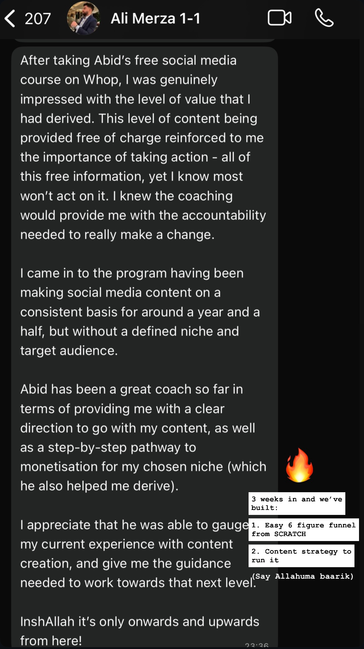 Client testimonial