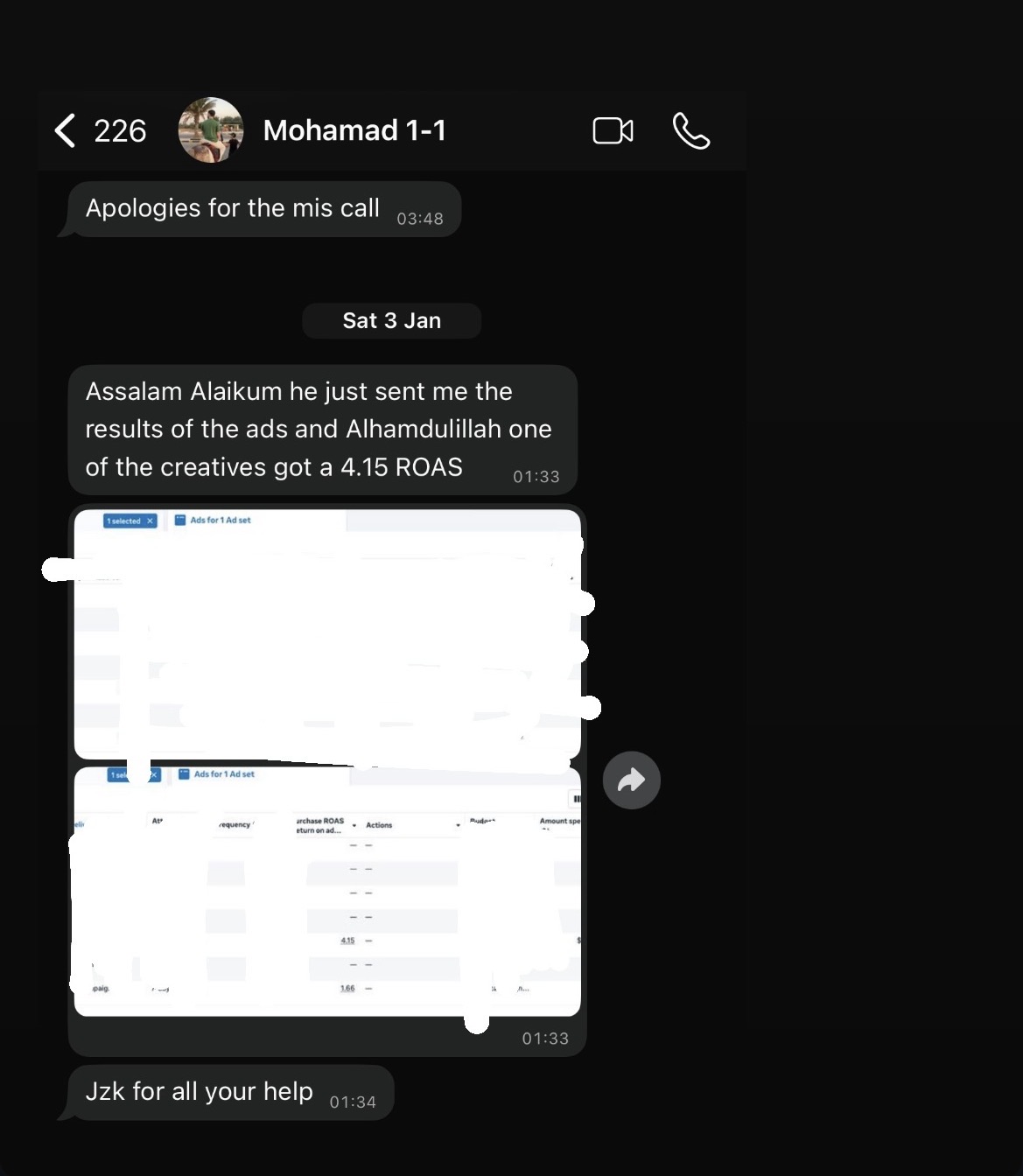 Mohamed ROAS screenshot